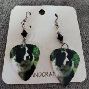 Selling Women's BORDER COLLIE DOG BREED GUITAR PICK EARRINGS